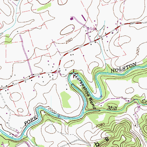Topographic Map of Horseshoe Bend, VA