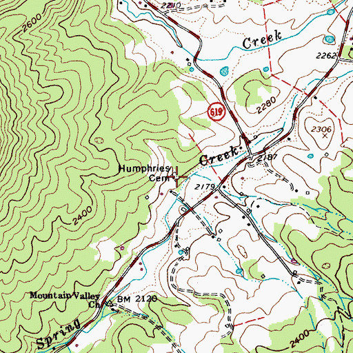 Topographic Map of Humphries Cemetery, VA