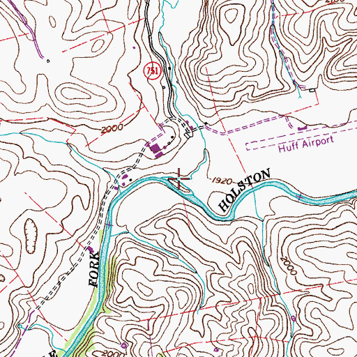 Topographic Map of Hutton Creek, VA