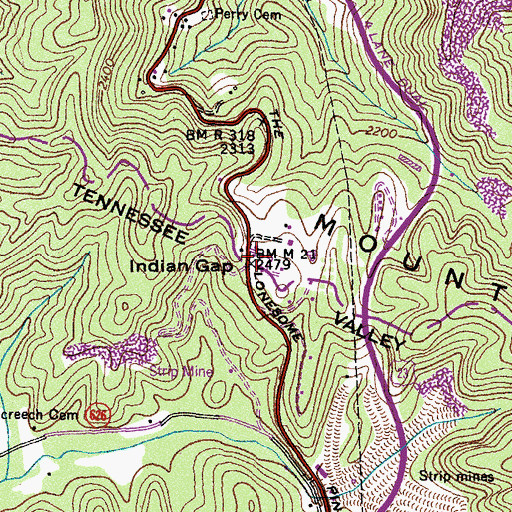 Topographic Map of Indian Gap, VA