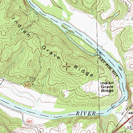 Topographic Map of Indian Grave Ridge, VA