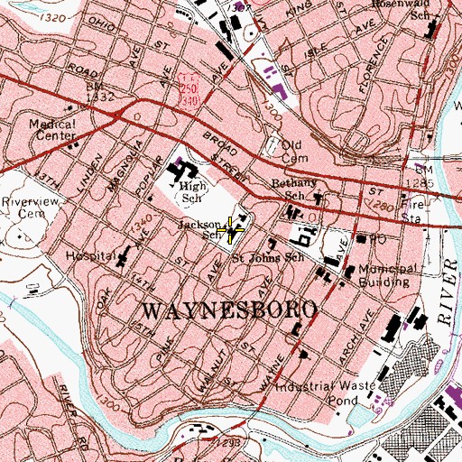 Topographic Map of Jackson School, VA
