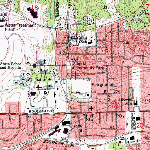 Topographic Map of Pilgrim Rest Baptist Church, AL