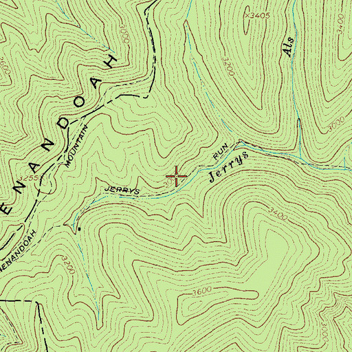 Topographic Map of Jerrys Run Trail, VA