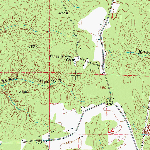 Topographic Map of Piney Grove Cemetery, AL