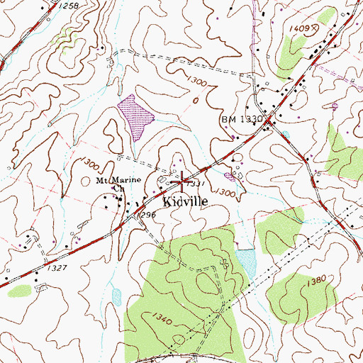 Topographic Map of Kidville, VA
