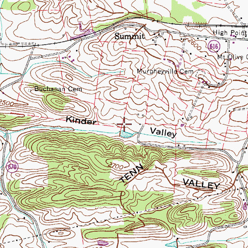 Topographic Map of Kinder Valley, VA