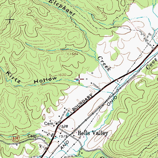Topographic Map of Kirtz Hollow, VA