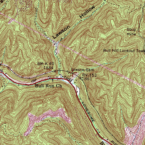 Topographic Map of Lawson Cemetery, VA