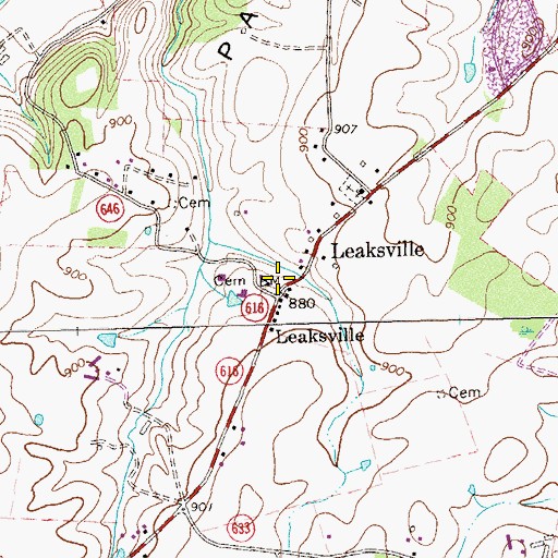 Topographic Map of Leaksville, VA
