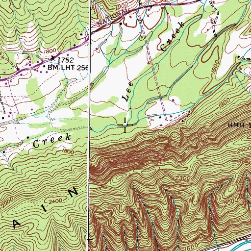 Topographic Map of Lee Creek, VA
