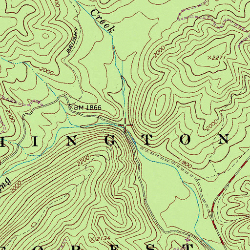 Topographic Map of Left Prong Wilson Creek, VA