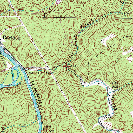 Topographic Map of Little Lick Creek, VA