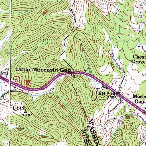 Topographic Map of Little Moccasin Gap, VA