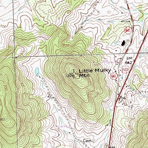 Topographic Map of Little Mulky Mountain, VA