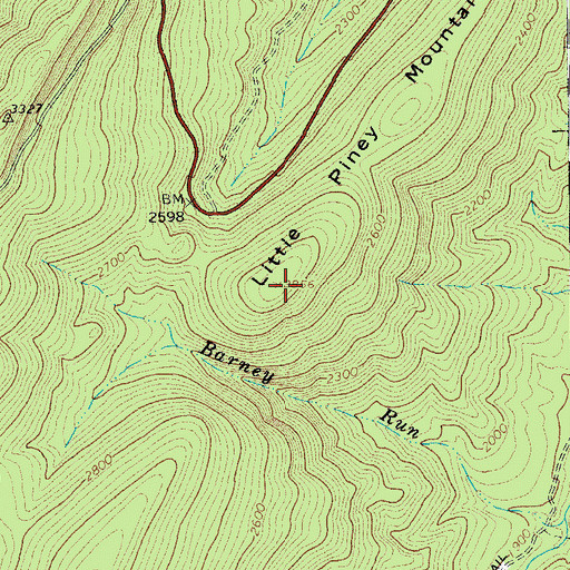 Topographic Map of Little Piney Mountain, VA