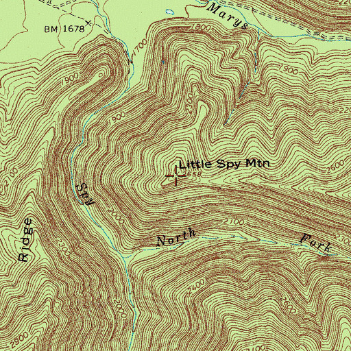 Topographic Map of Little Spy Mountain, VA