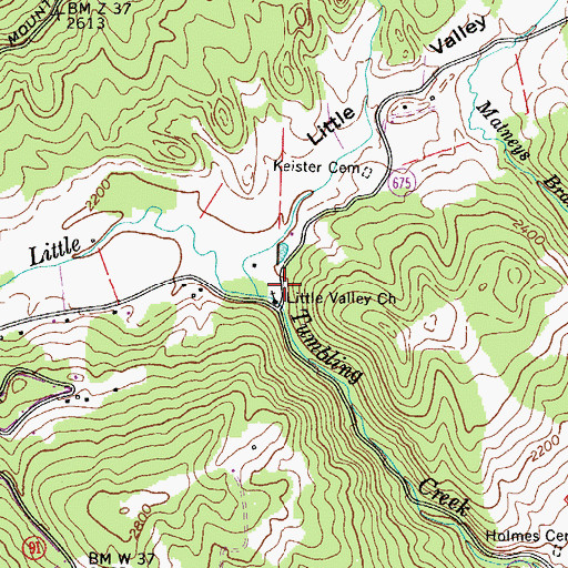 Topographic Map of Little Valley Church, VA