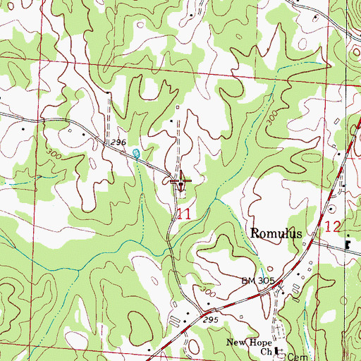 Topographic Map of Romulus Methodist Church, AL
