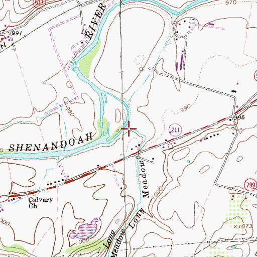 Topographic Map of Long Meadow, VA