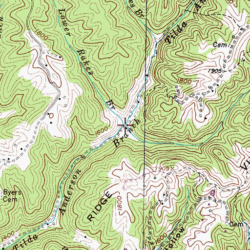 Topographic Map of Lower Rakes Branch, VA