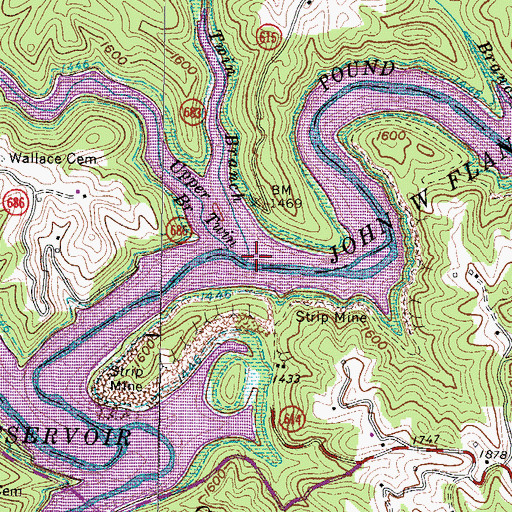 Topographic Map of Lower Twin Branch, VA