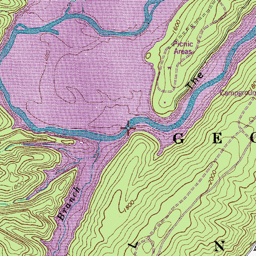 Topographic Map of McAllister Bridge, VA