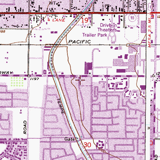 Topographic Map of Pace East Number One Subdivision Water Retention Basin, AZ