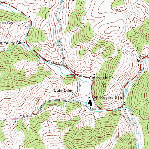 Topographic Map of Middle Fork Helton Creek, VA