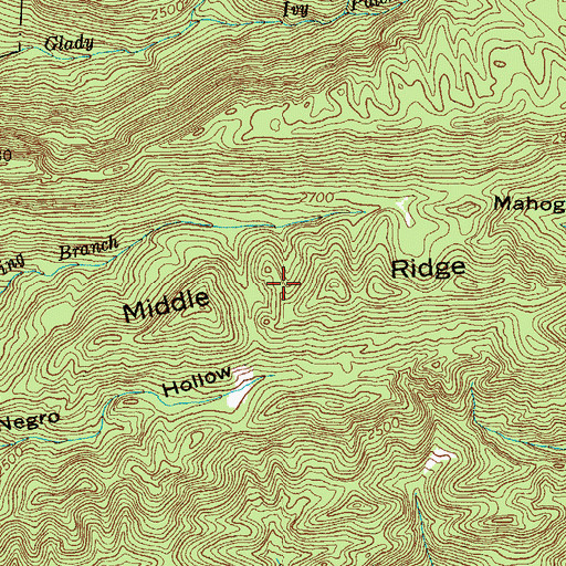 Topographic Map of Middle Ridge, VA