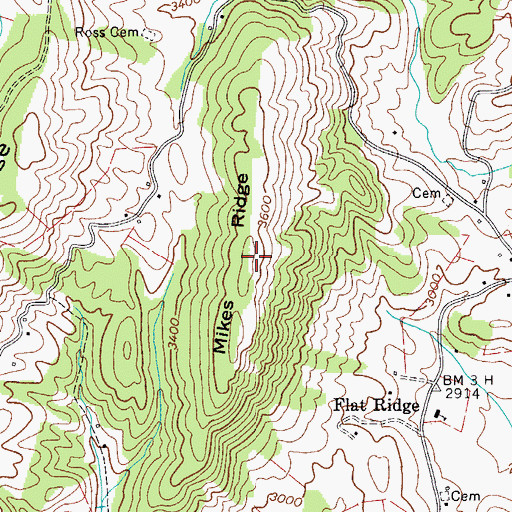 Topographic Map of Mikes Ridge, VA