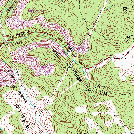 Topographic Map of Mill Ridge, VA