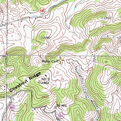 Topographic Map of Miller Cemetery, VA