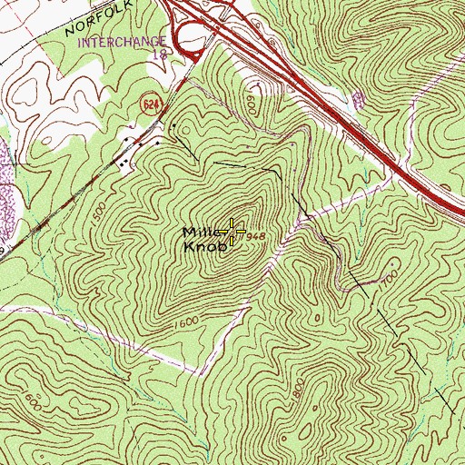 Topographic Map of Miller Knob, VA