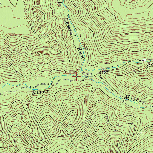 Topographic Map of Miller Spring Run, VA