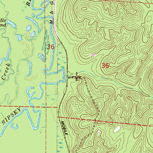 Topographic Map of Shirley, AL