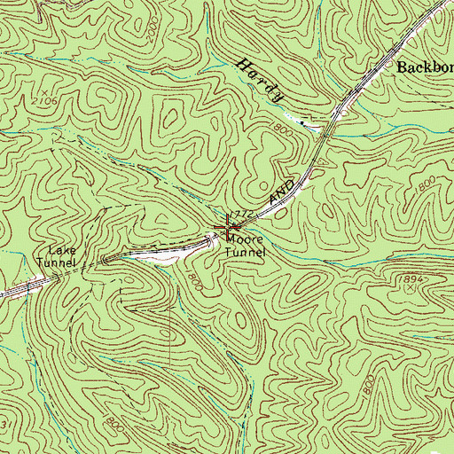 Topographic Map of Moore Tunnel, VA