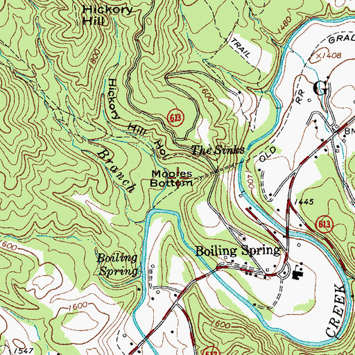 Topographic Map of Moores Bottom, VA