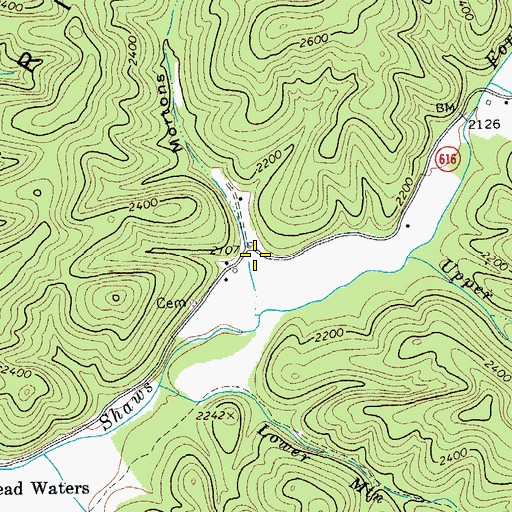 Topographic Map of Mortons Draft, VA