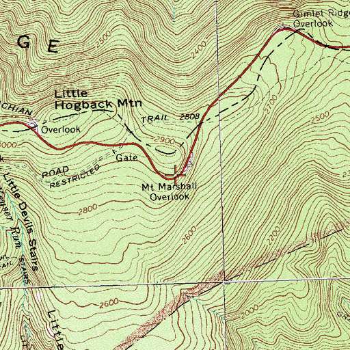 Topographic Map of Mount Marshall Overlook, VA