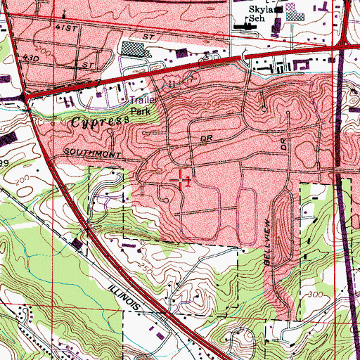 Topographic Map of Skyland Manor, AL