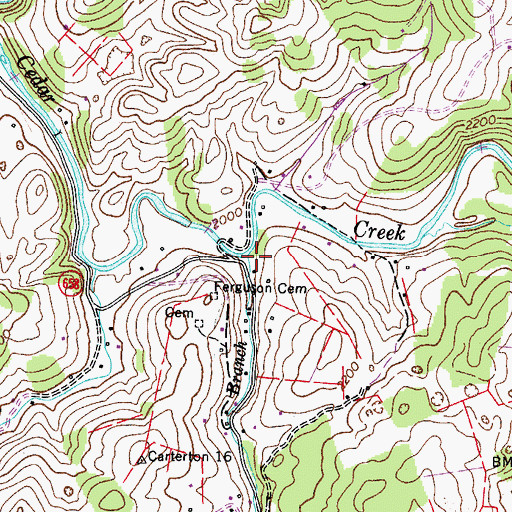 Topographic Map of Mountain Branch, VA