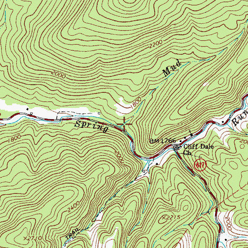 Topographic Map of Mud Run, VA