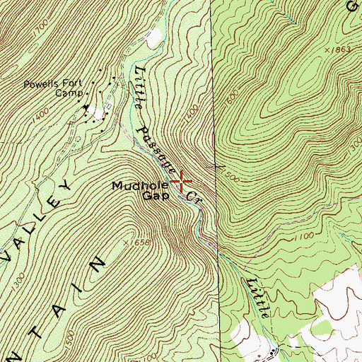 Topographic Map of Mudhole Gap, VA