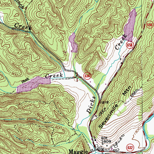 Topographic Map of Mudlick Branch, VA