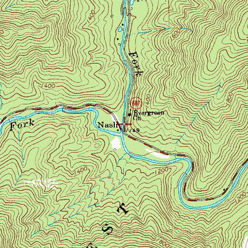 Topographic Map of Nash, VA
