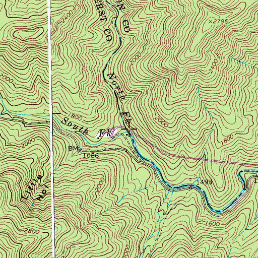 Topographic Map of North Fork Piney River, VA