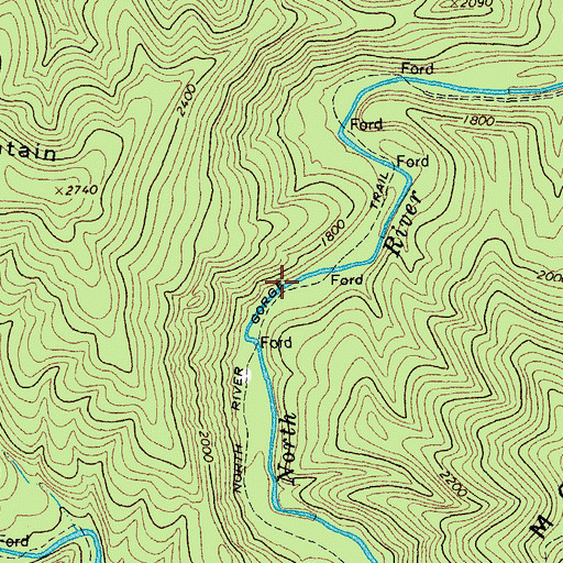 Topographic Map of North River Gorge Trail, VA