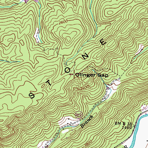 Topographic Map of Olinger Gap, VA