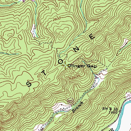 Topographic Map of Olinger Gap, VA